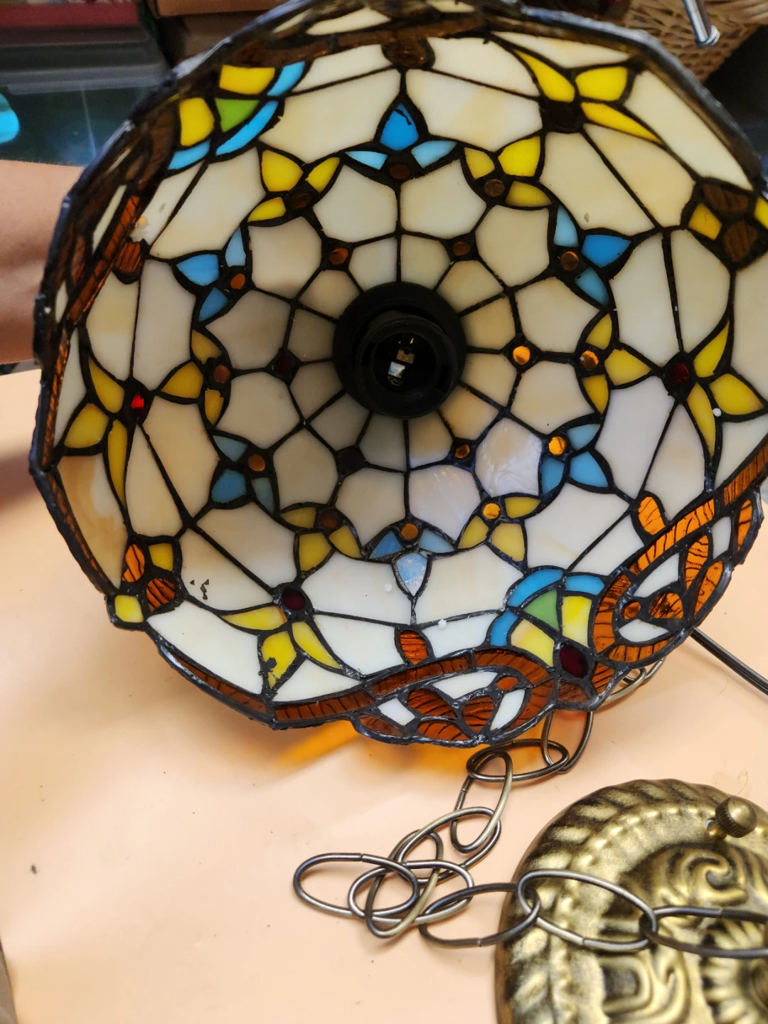 Stained Glass Tiffany Style Pendant Light Fixture - photo 4