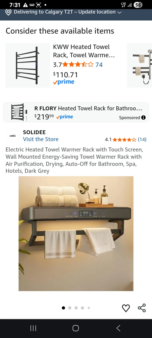 SOLIDEE Electric Heated Towel Rack with Touch Screen - Dark Grey - photo 2