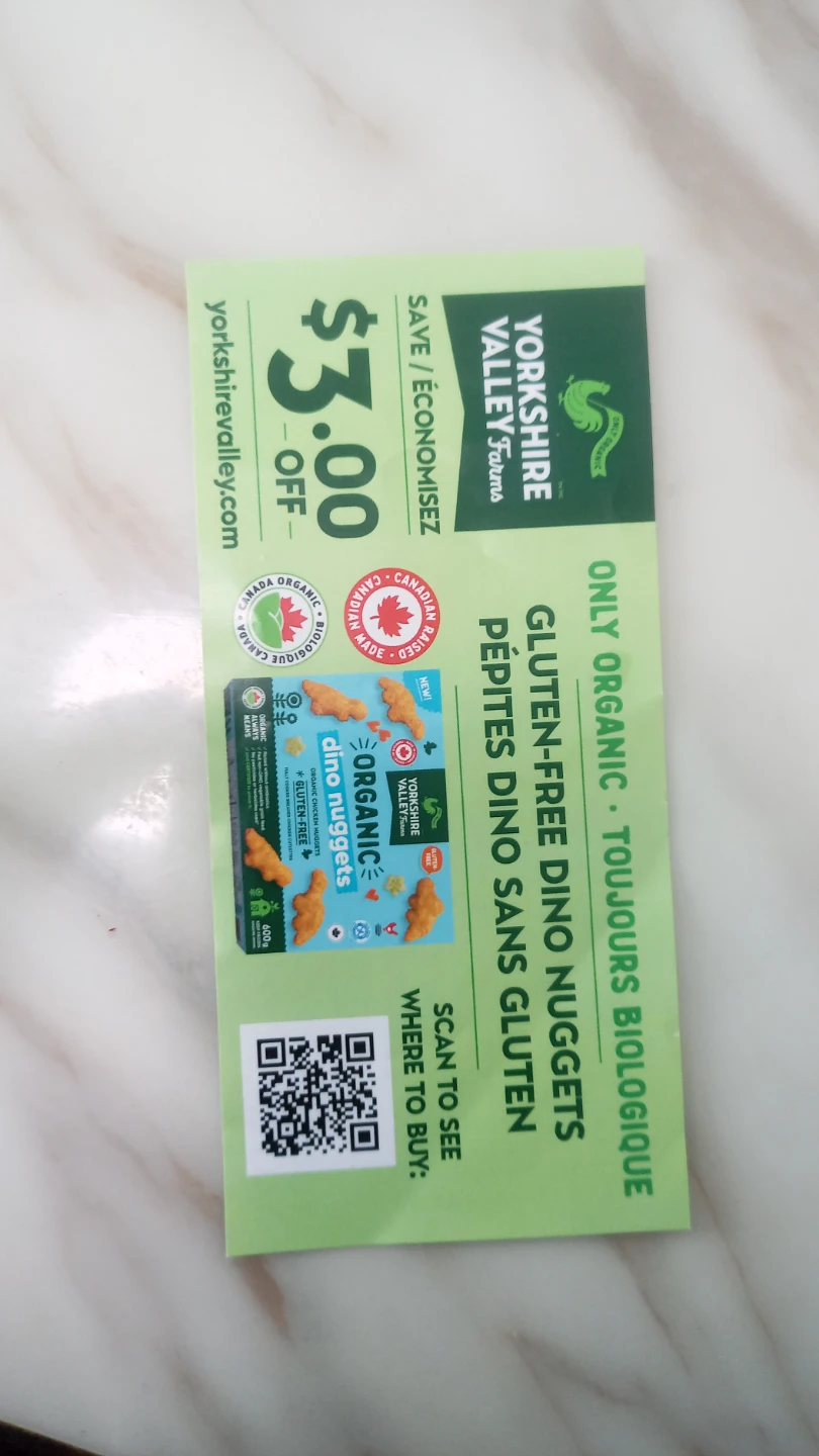 $3.00 Off Yorkshire Valley Farms Organic Dino Nuggets Coupon