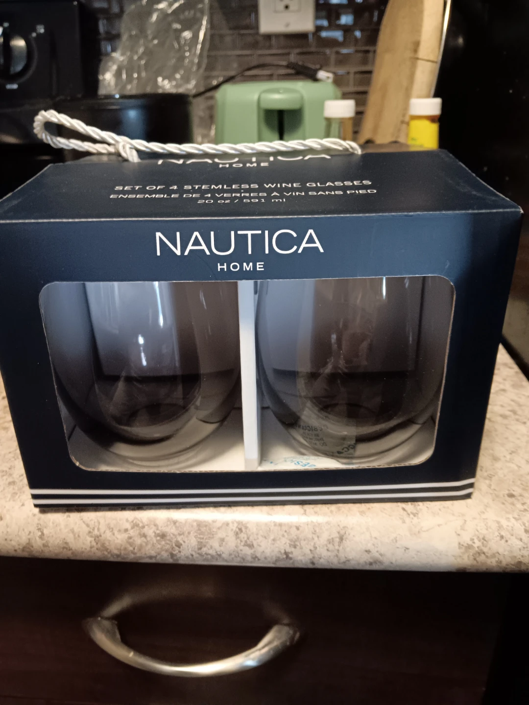 Moving Out sale- Nautica Home Set of 4 Stemless Wine Glasses