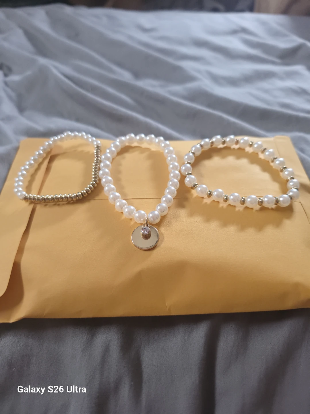 Pearl Beaded Bracelets with Charm