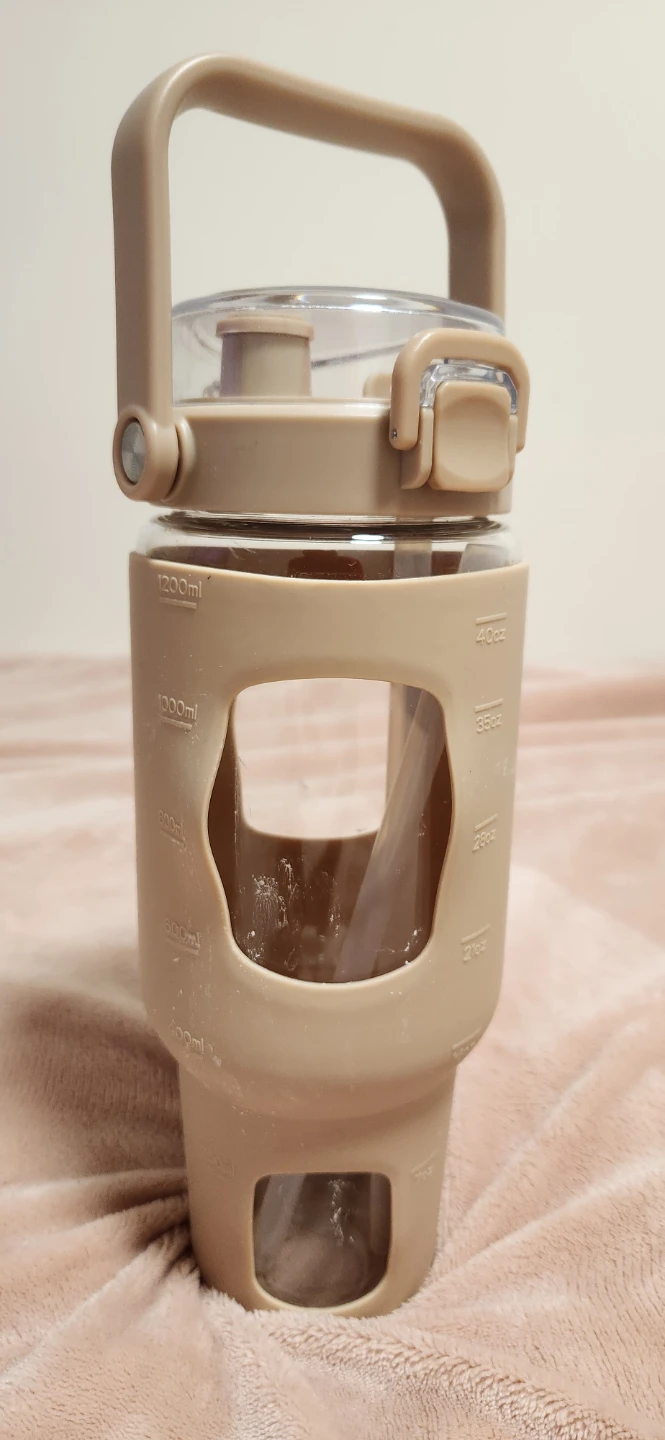 BLUEGO 40oz Glass Water Bottle BPA-free (Beige) - photo 2