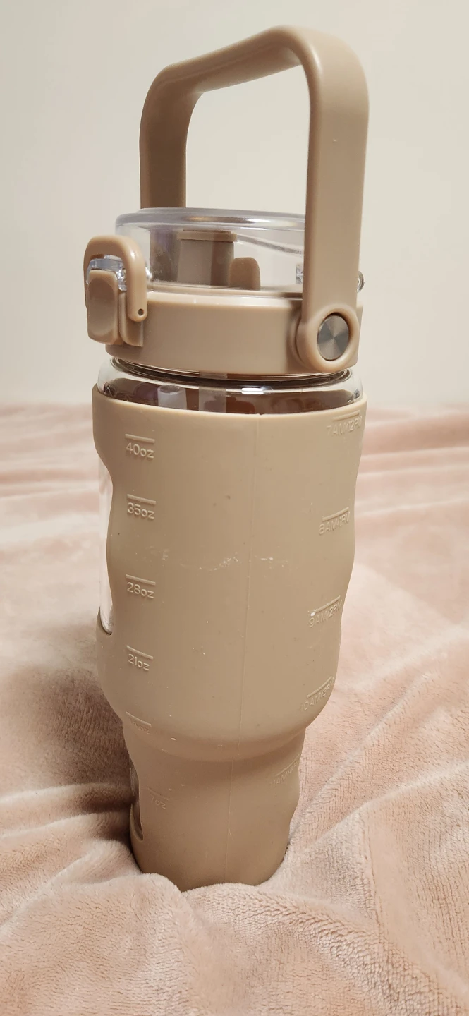 BLUEGO 40oz Glass Water Bottle BPA-free (Beige) - photo 3