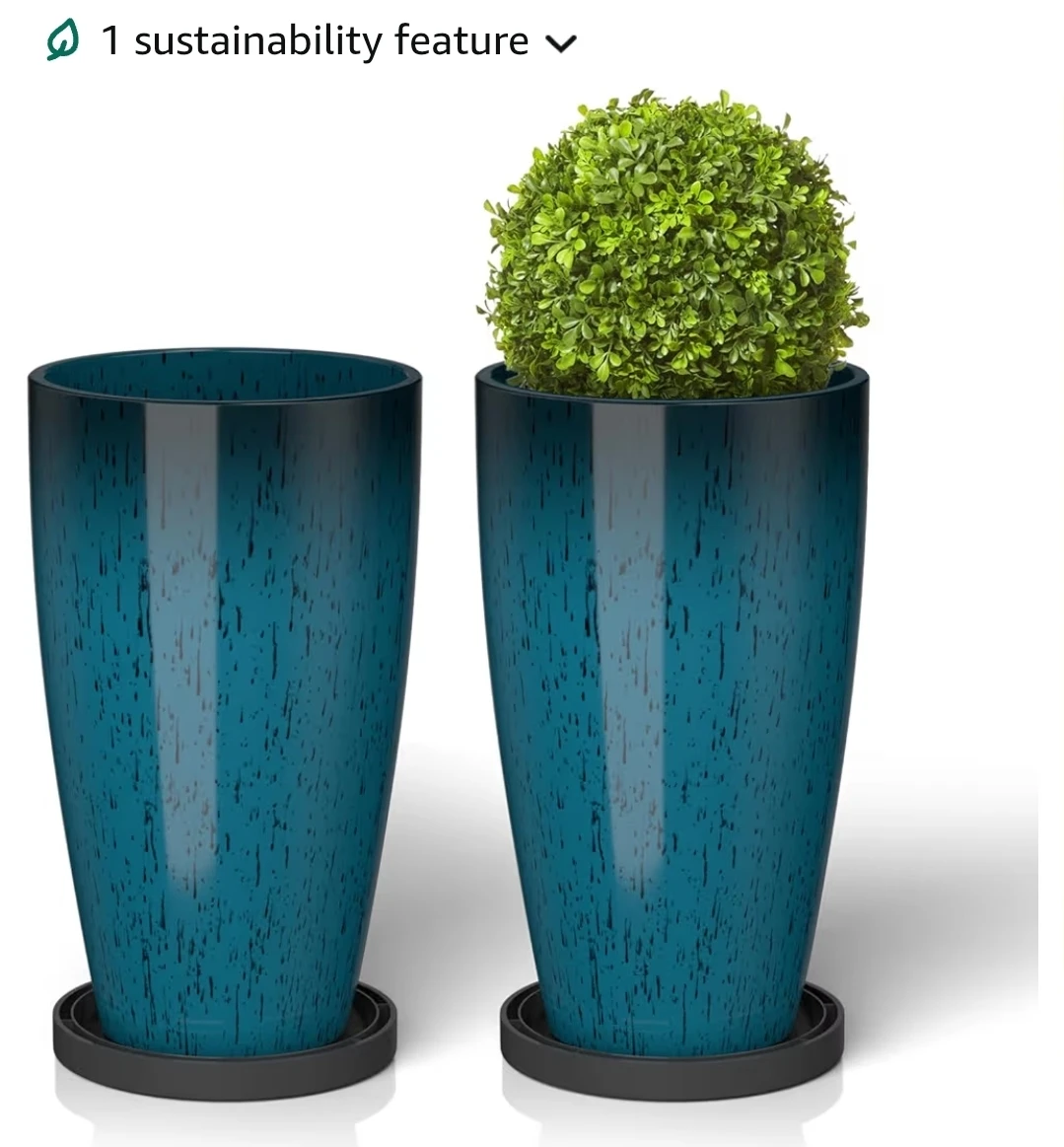 ZMTECH 21 Inch Tall Planter Set of 2 Round Planters