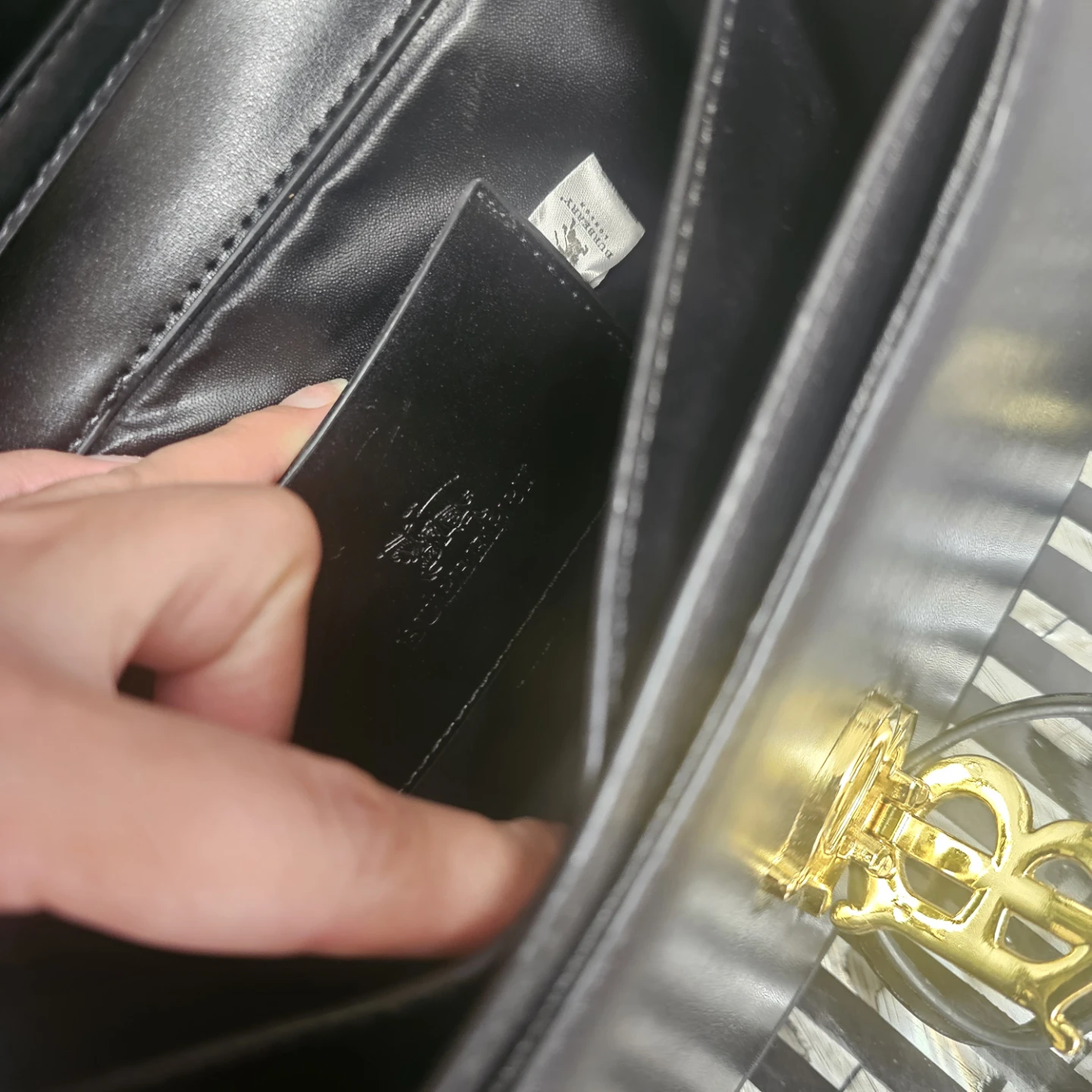 Black Leather Handbag with Gold BB Logo - photo 4