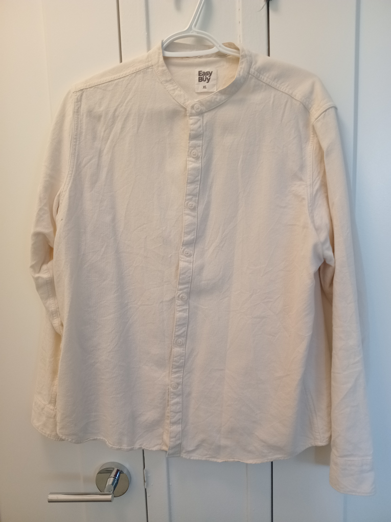 Easy Buy Men's Cream Band Collar Shirt