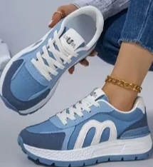 Brwnd new Light Blue and White 'M' Logo Sneakers