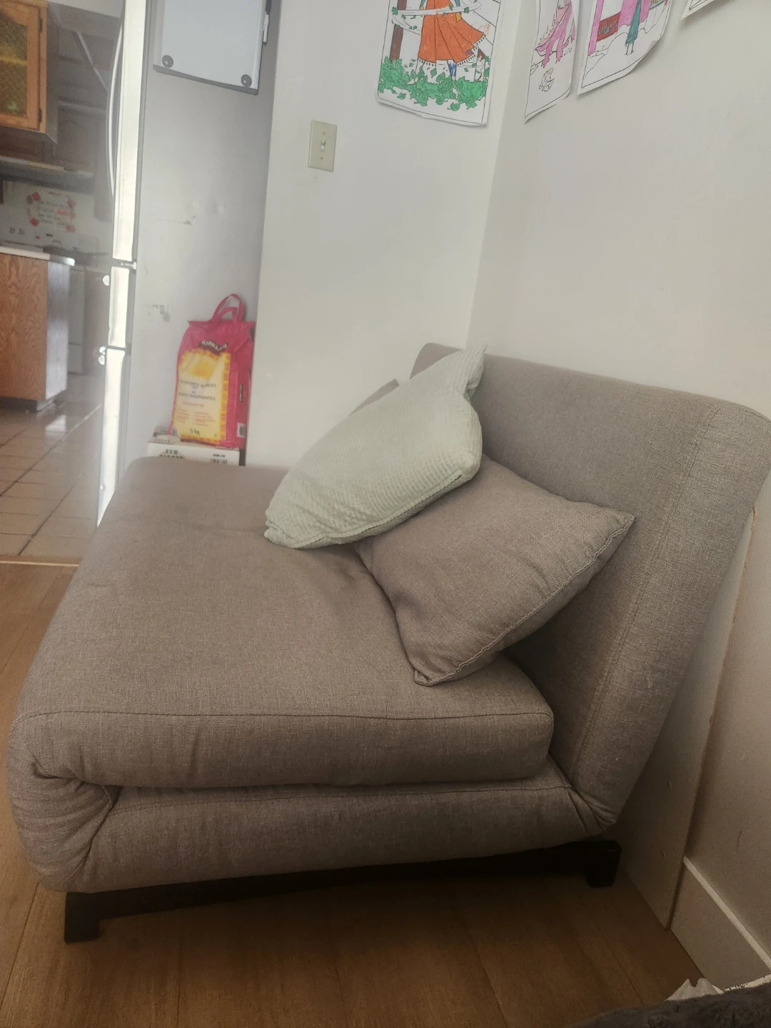 Beige Futon Couch with Pillows - photo 2