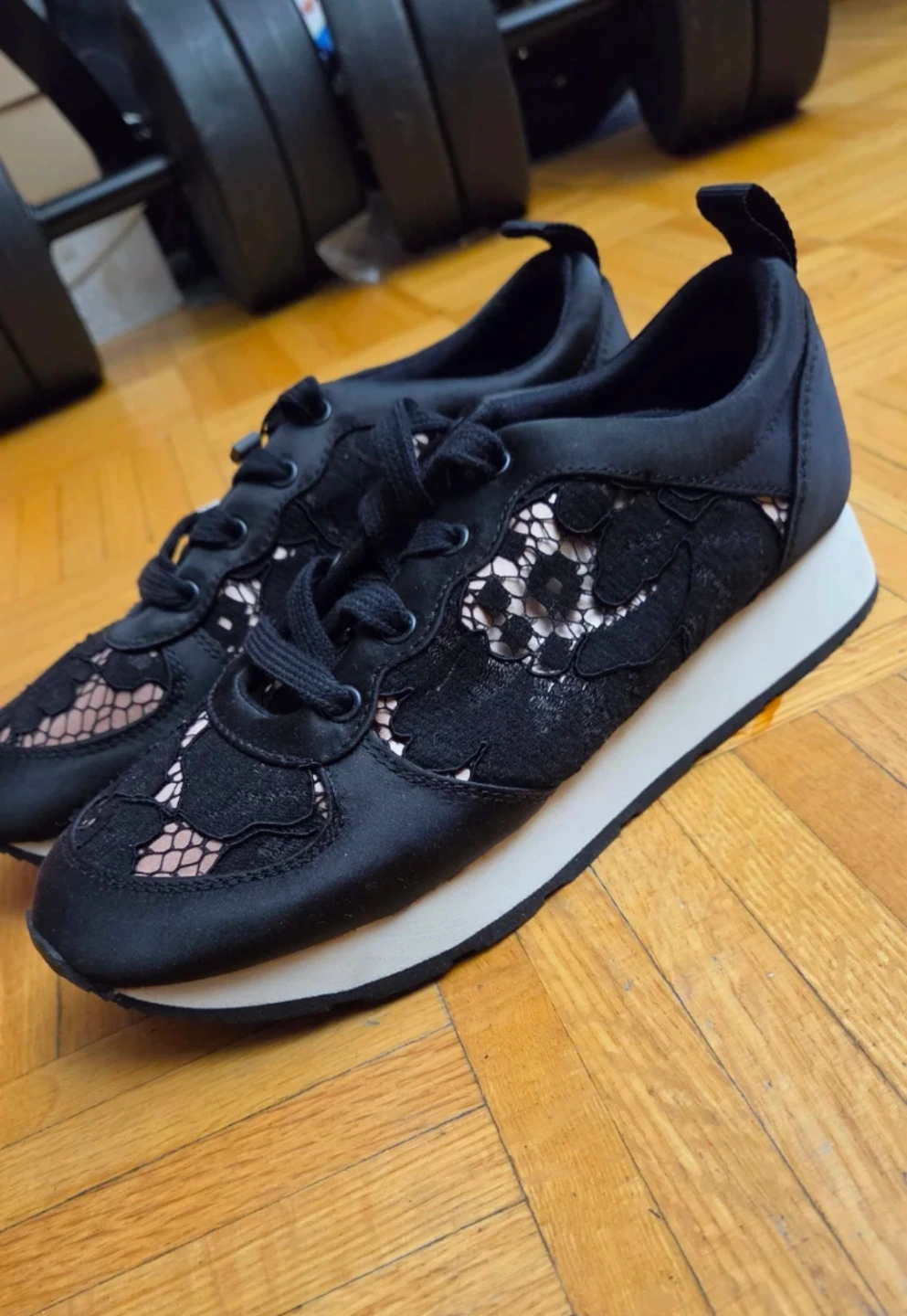 Zara Black Lace Sneakers (Brand New)