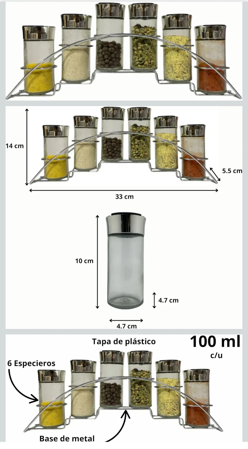 2 x Spice Rack Set with 6 Glass Jars - photo 2
