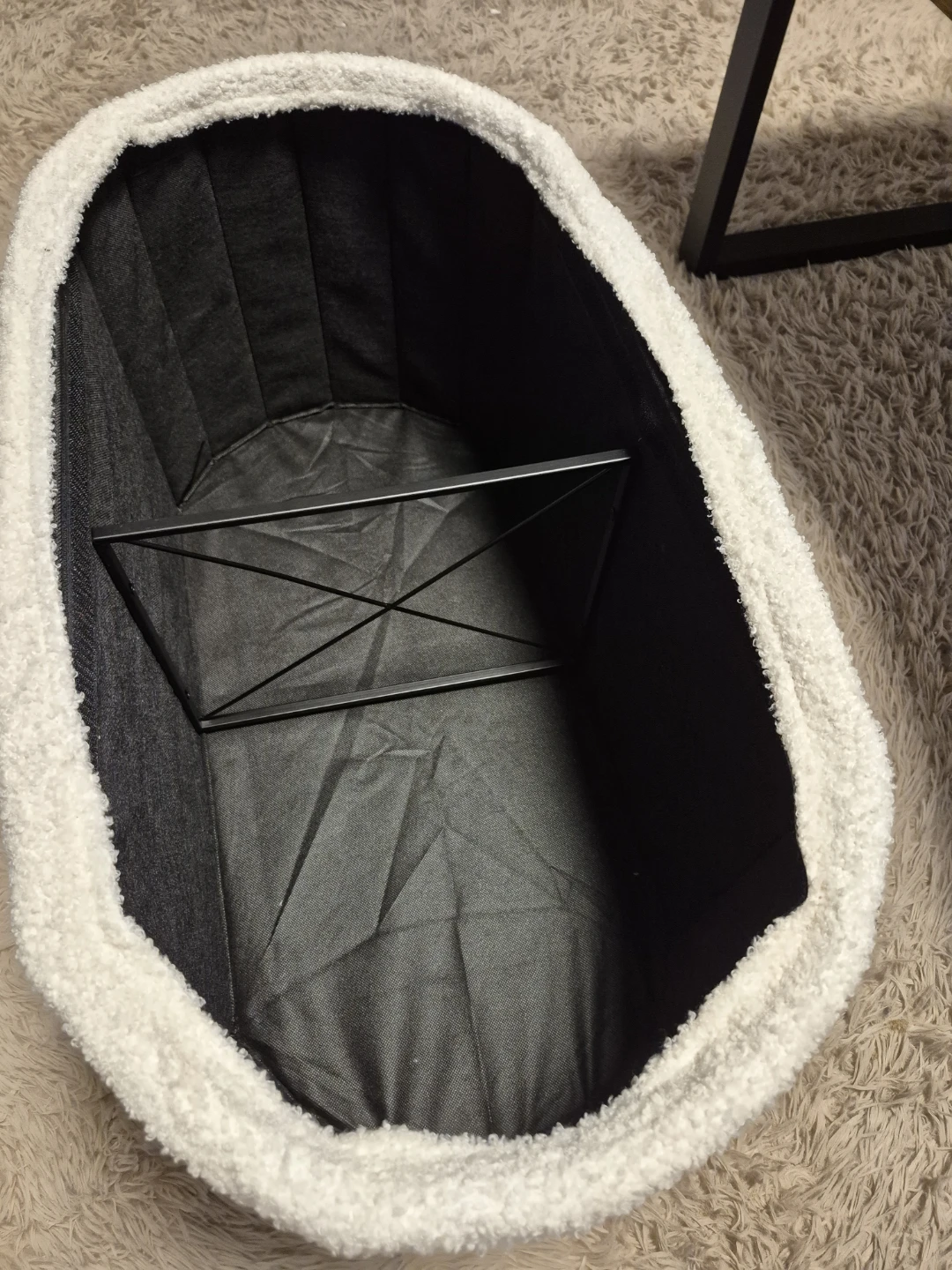 White Bouclé Storage Ottoman - photo 2