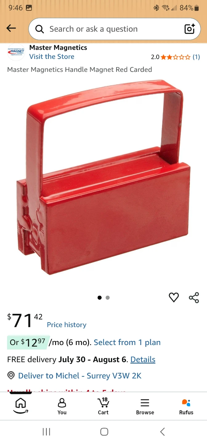 Master Magnetics Handle Magnet - Red