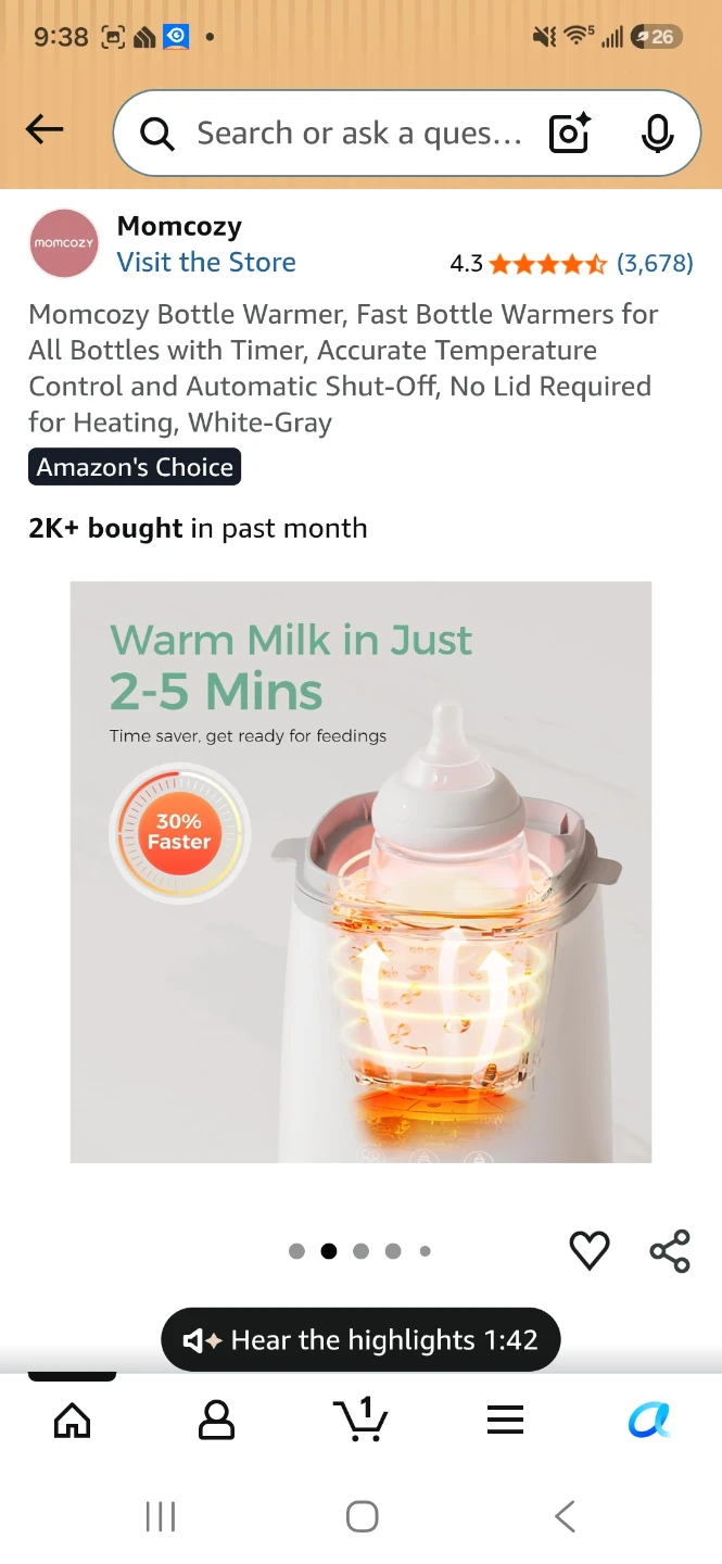 Momcozy Bottle Warmer - White/Gray - photo 2