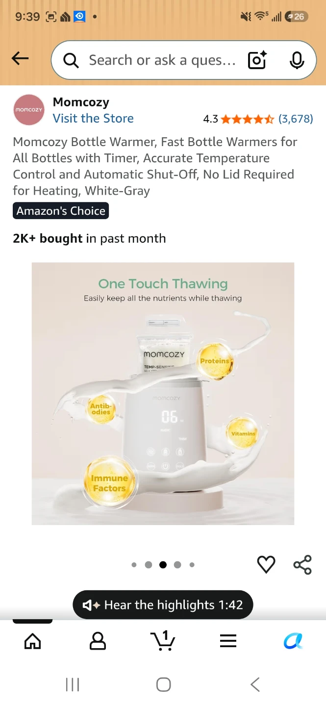 Momcozy Bottle Warmer - White/Gray - photo 3