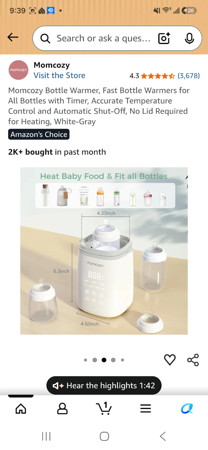 Momcozy Bottle Warmer - White/Gray - photo 5