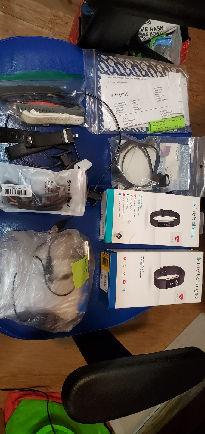 Various fitbits and parts