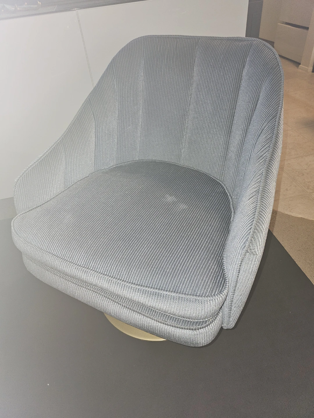 2 Grey Upholstered Swivel Accent Chairs - photo 2