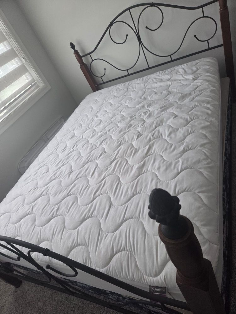 Wooden/Medal frame Bed with mattress and Accent Table - photo 2