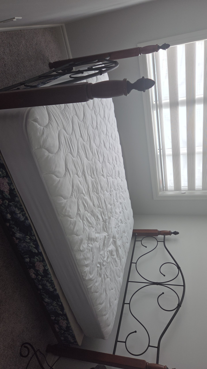 Wooden/Medal frame Bed with mattress and Accent Table - photo 3