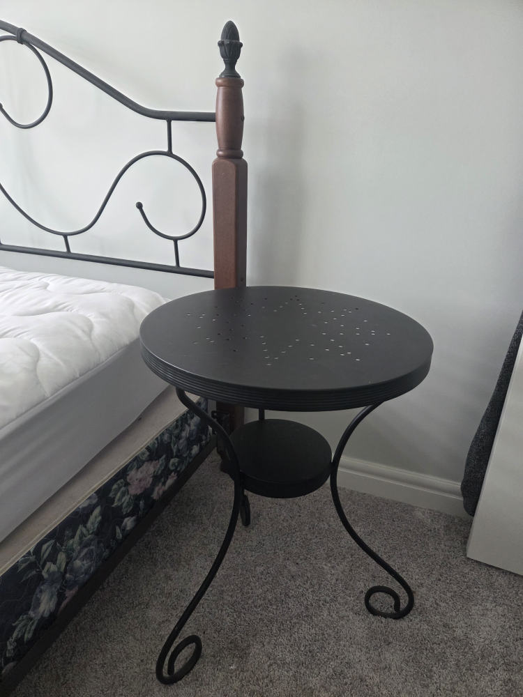 Wooden/Medal frame Bed with mattress and Accent Table - photo 4