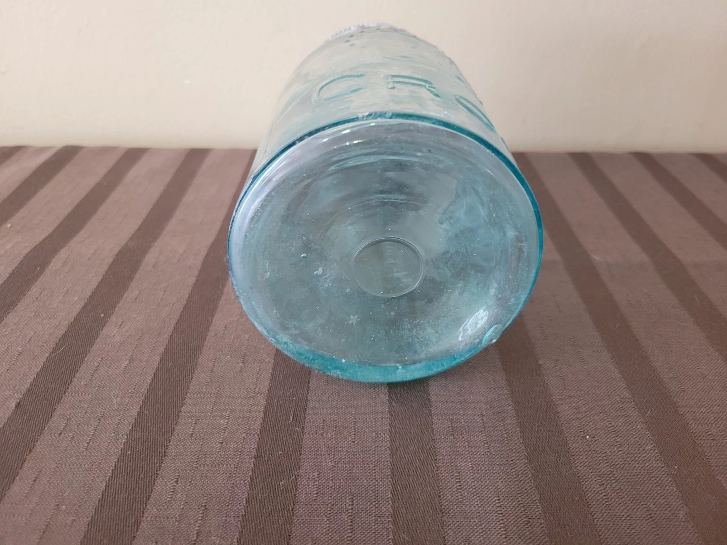 Antique Aqua Blue Crown Glass Mason Jar + Lid 1920 - photo 4