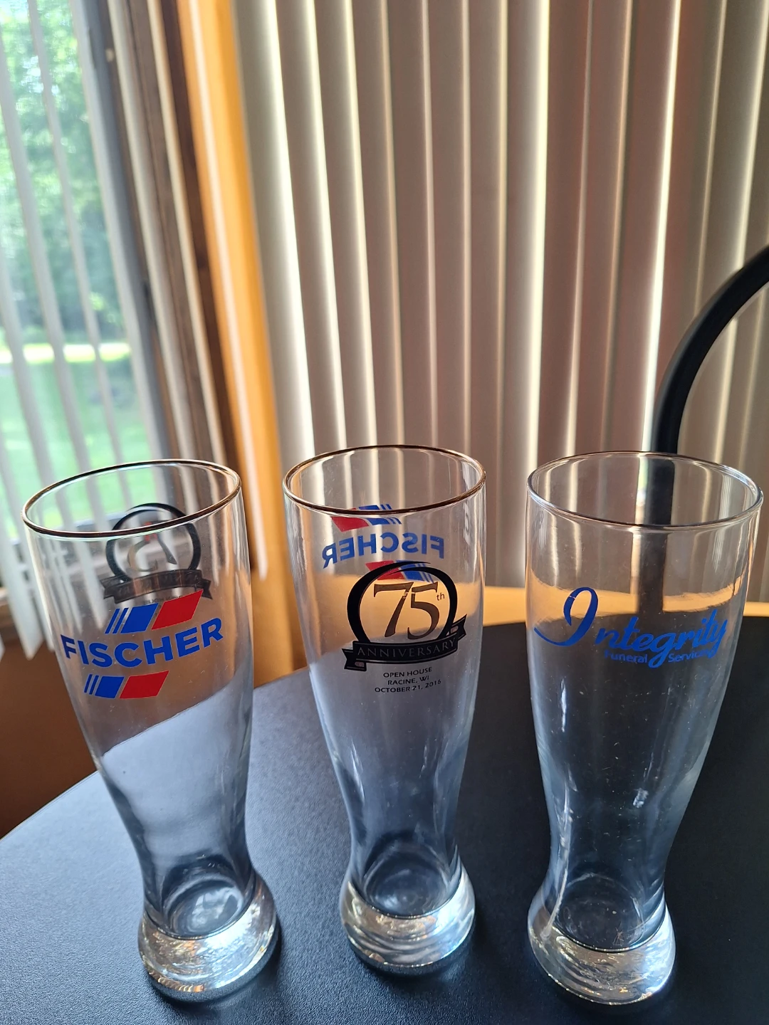 Set of 3 Fischer and Integrity Funeral Services Glasses