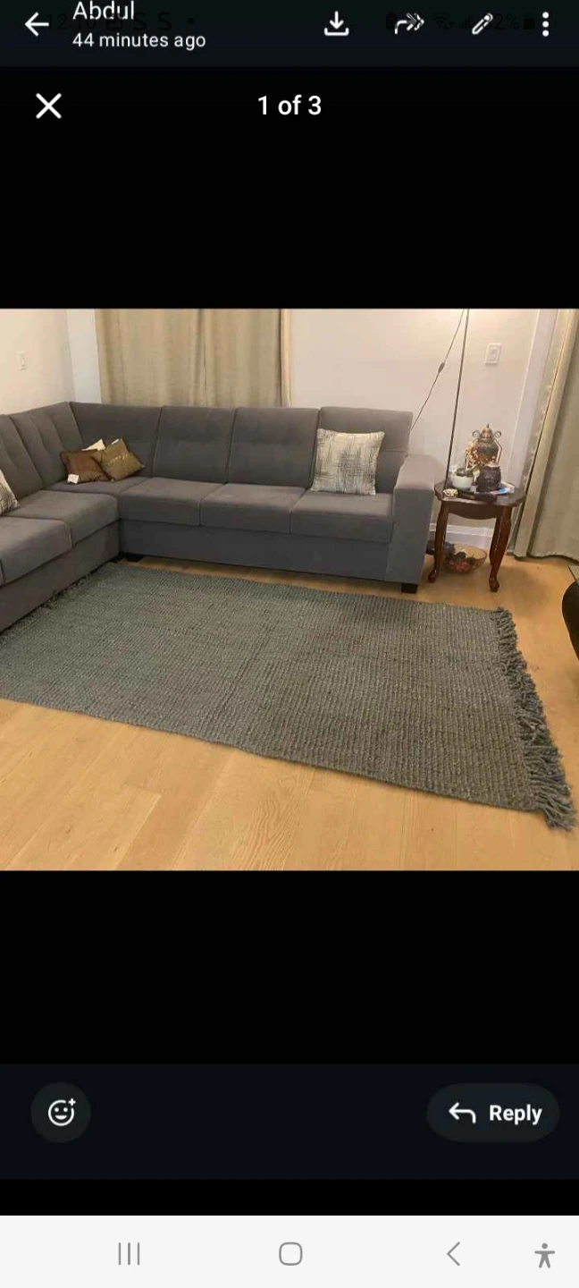 Grey Area Rug with Tassels