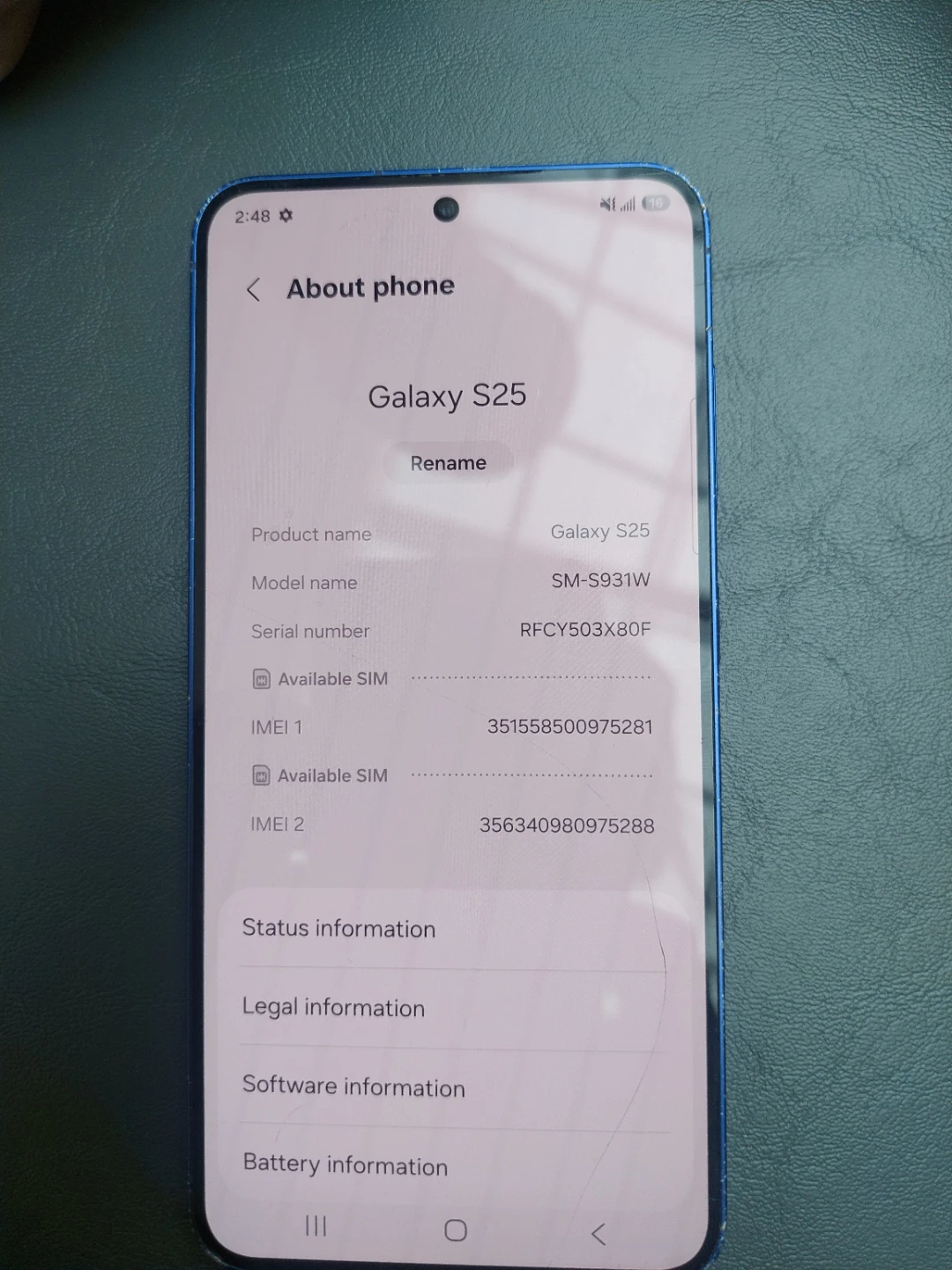 Samsung Galaxy S25 SM-S931W