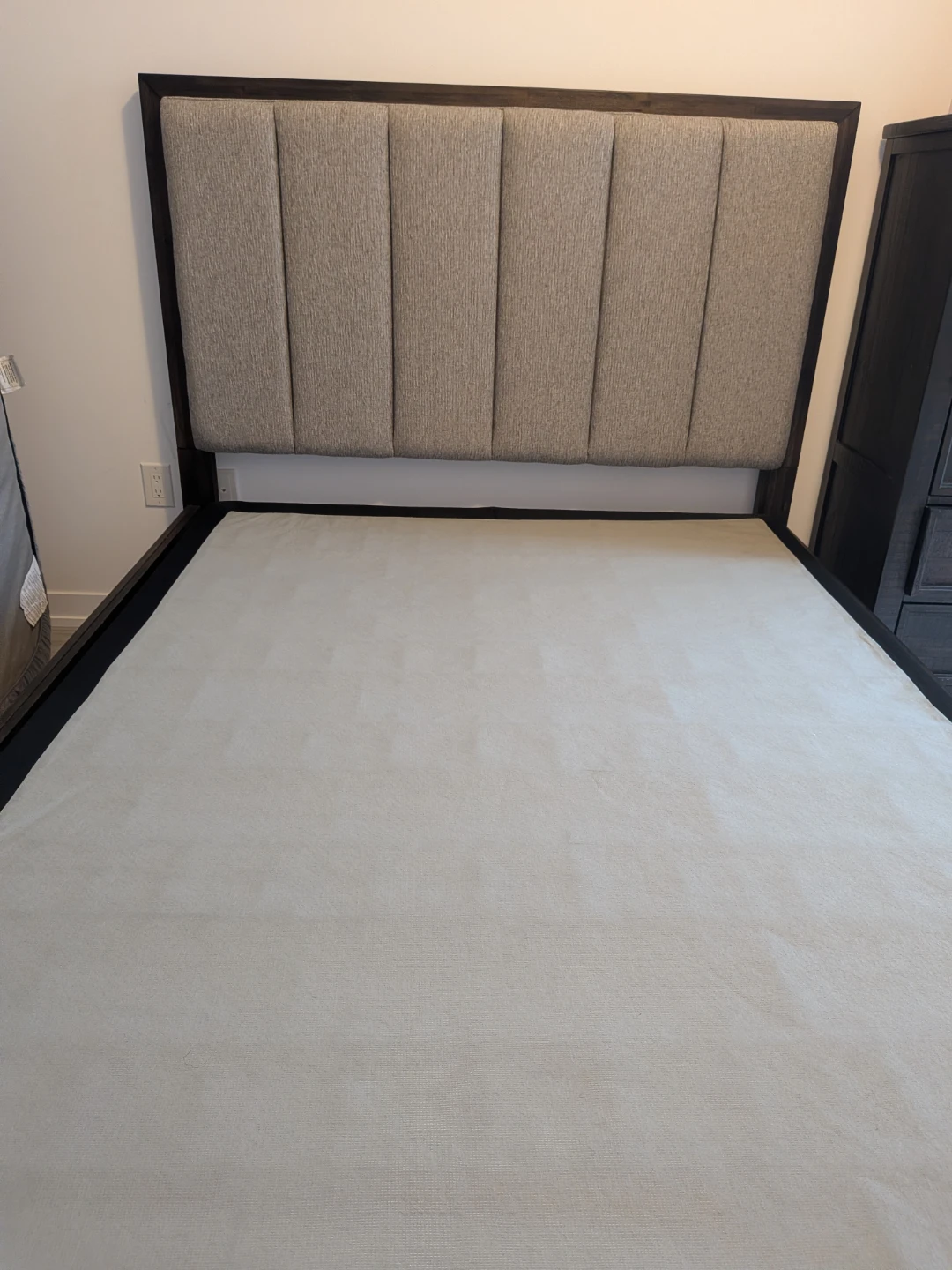 Dark Wood Upholstered Platform Bed Frame - photo 5