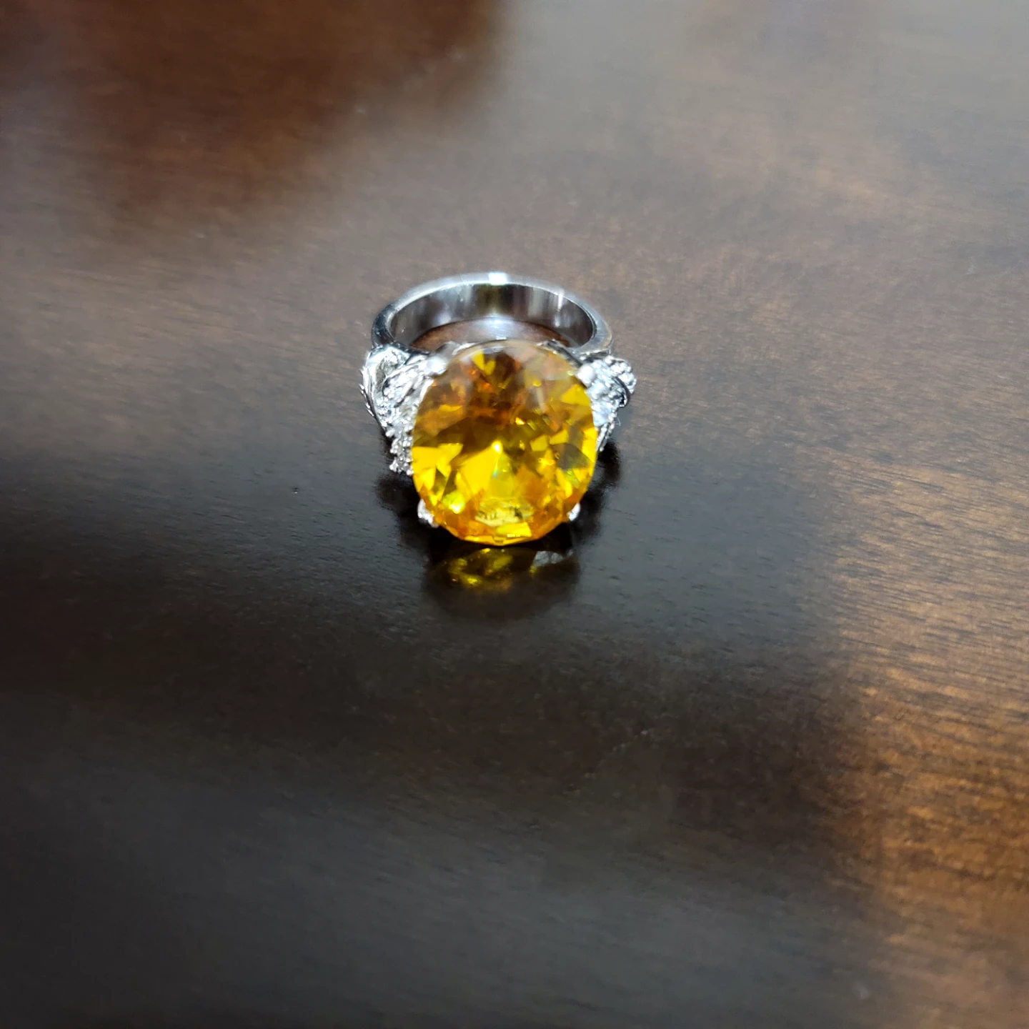 Sterling Silver Citrine and Diamond Accent Ring - photo 2