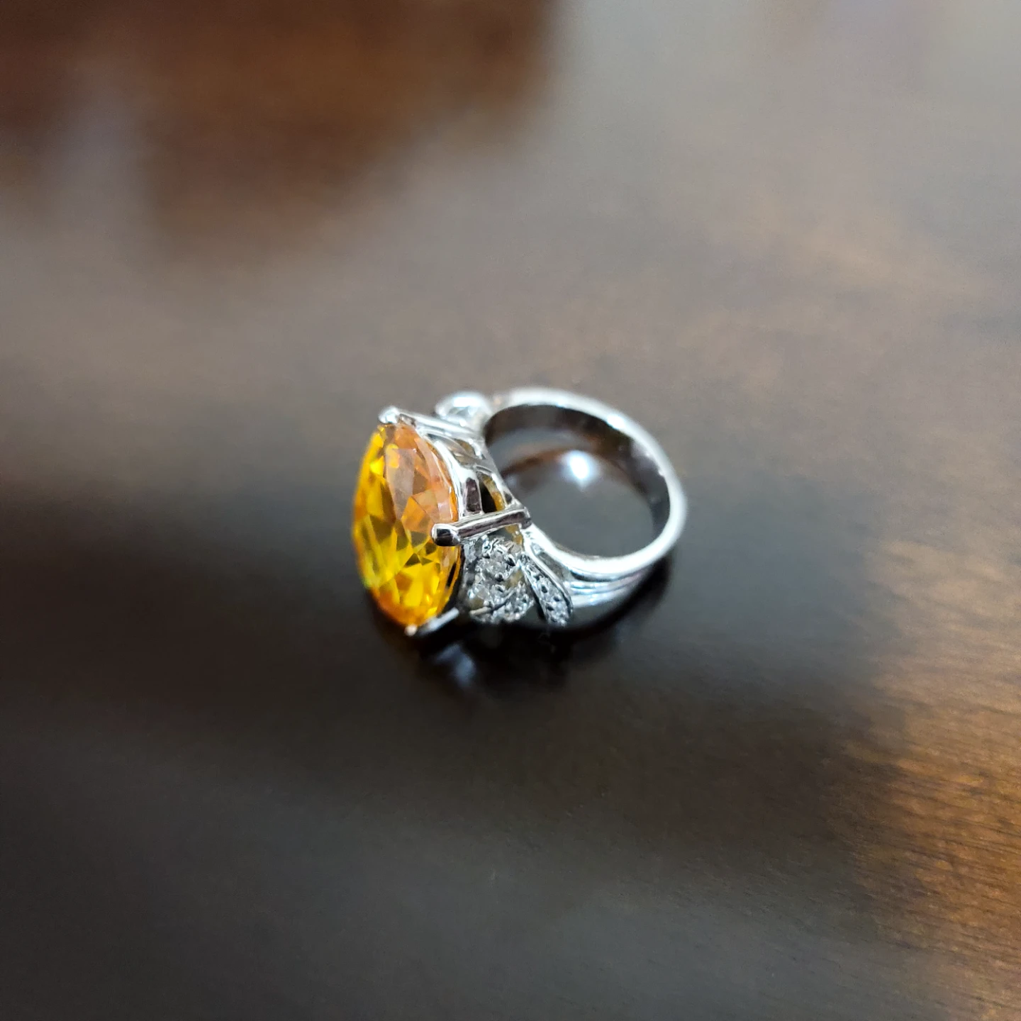 Sterling Silver Citrine and Diamond Accent Ring - photo 3