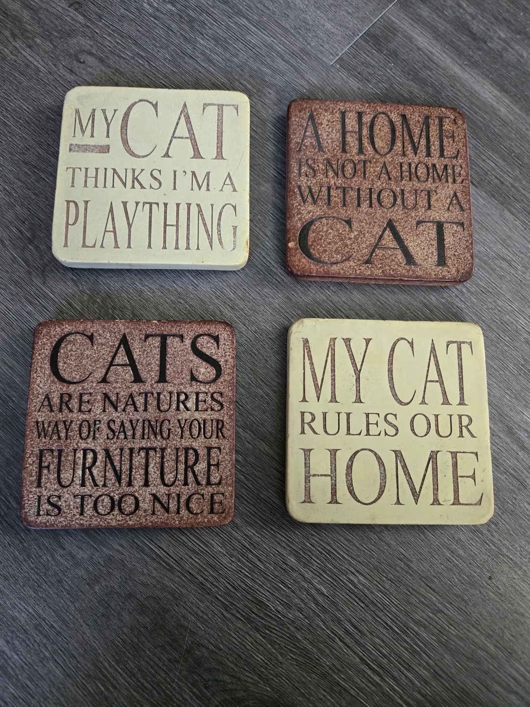 Four (4) Cat Coasters & Two (2) Cat Bowls - photo 3