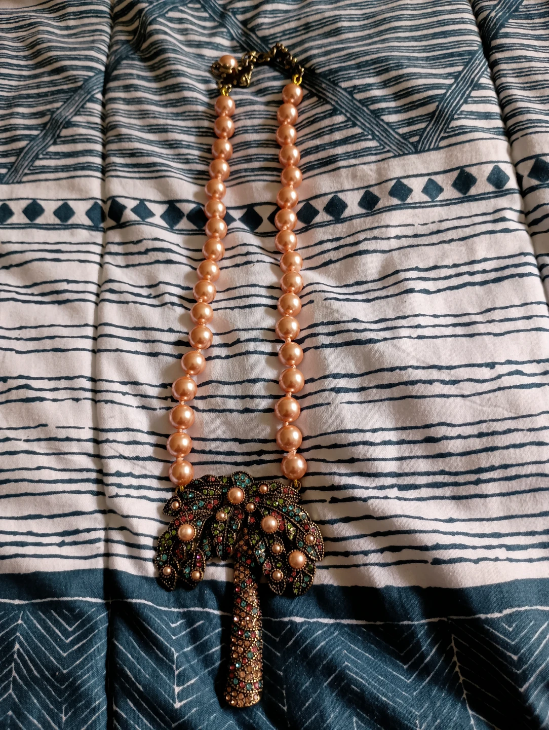 Beaded Palm Tree Pendant Necklace