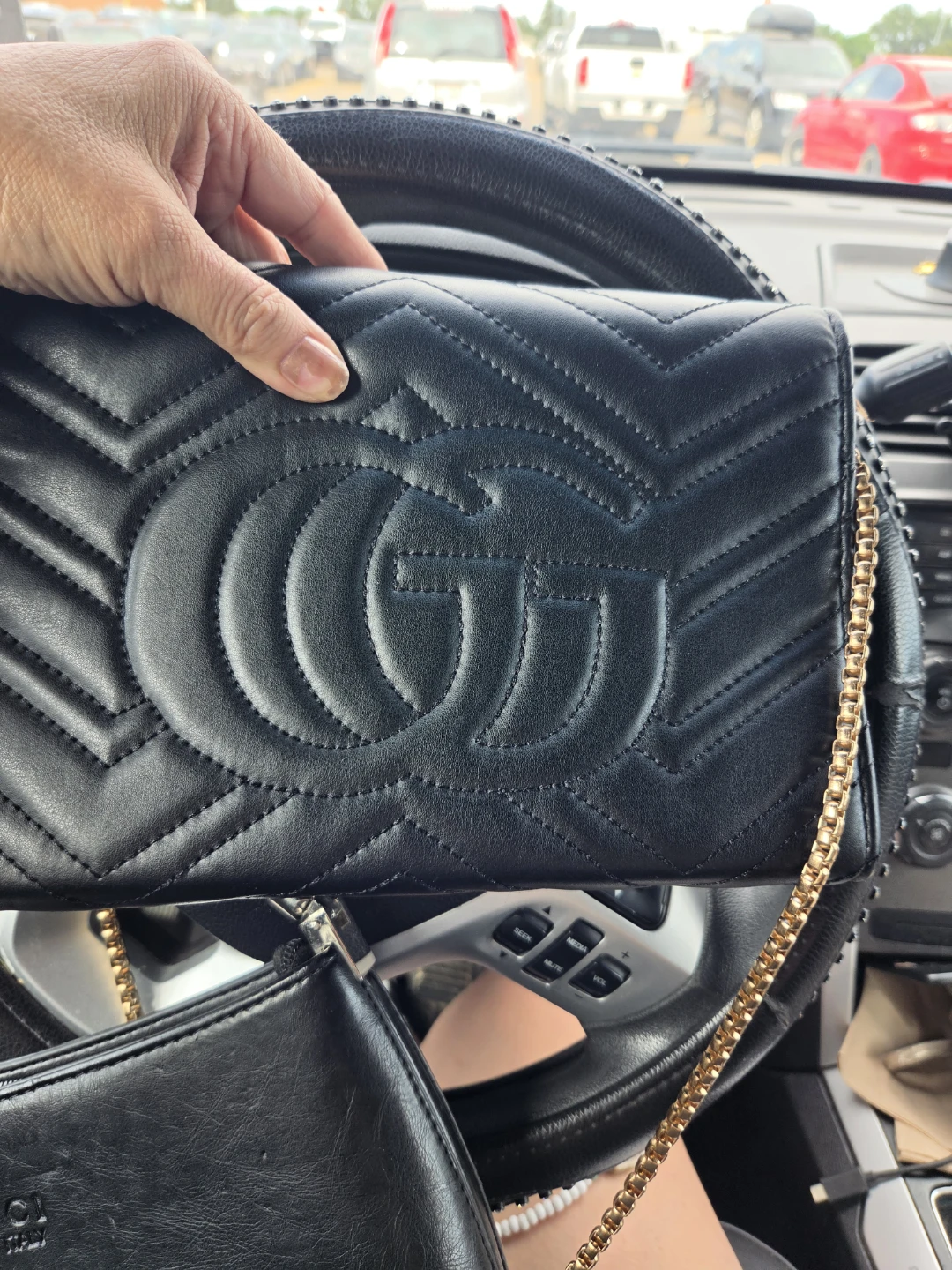 Gucci Black Quilted GG Marmont Wallet on Chain - photo 3