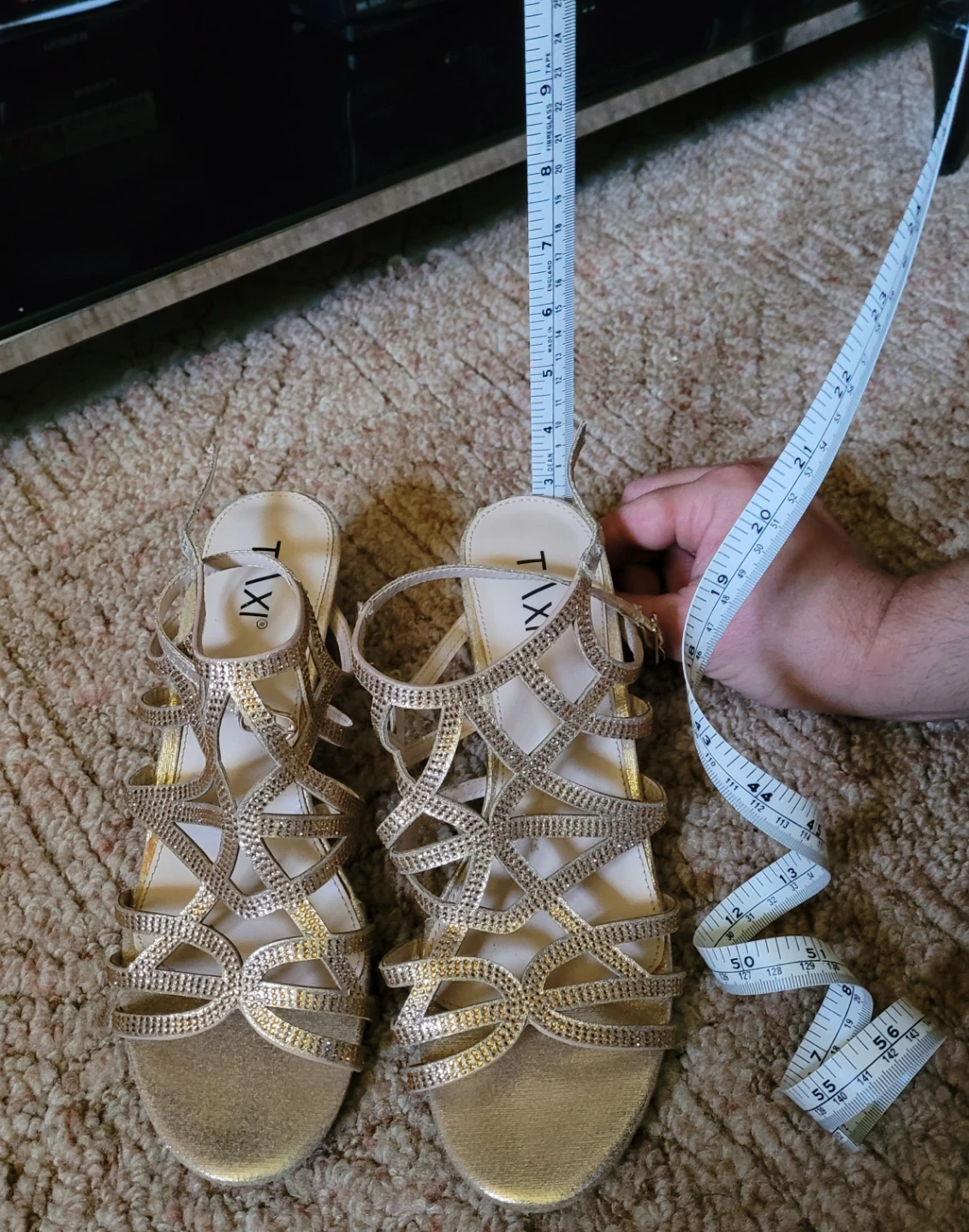 TAXI Women's Gold Strappy Embellished Heeled Sandals Size 9 - photo 3