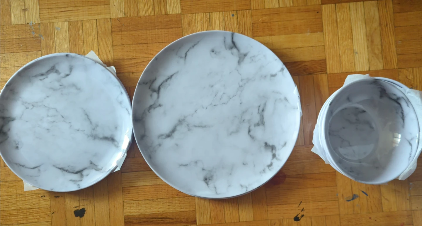 S&CO HOME White Marble Melamine Dinnerware Set - photo 2
