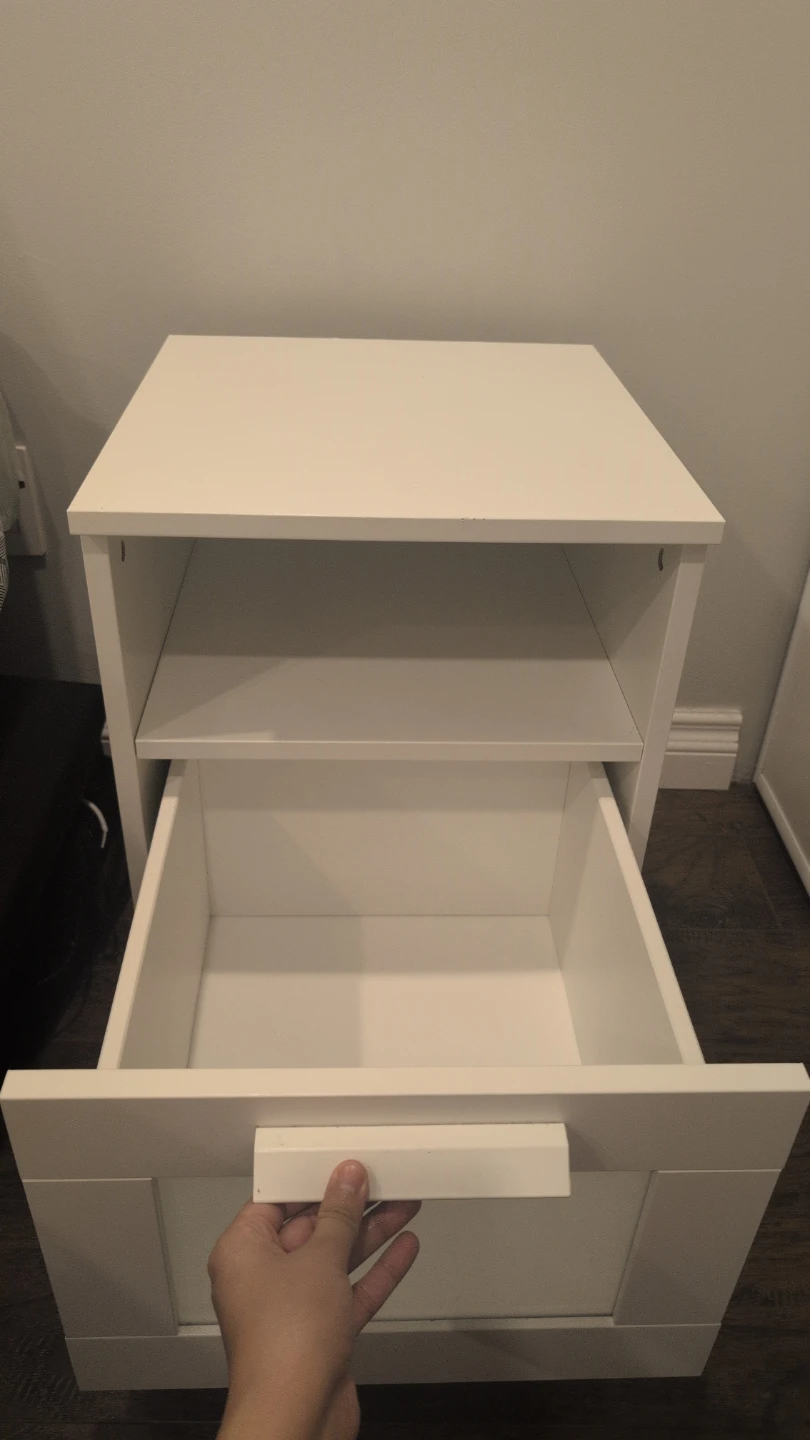 White Nightstand with Drawer and Shelf - photo 2