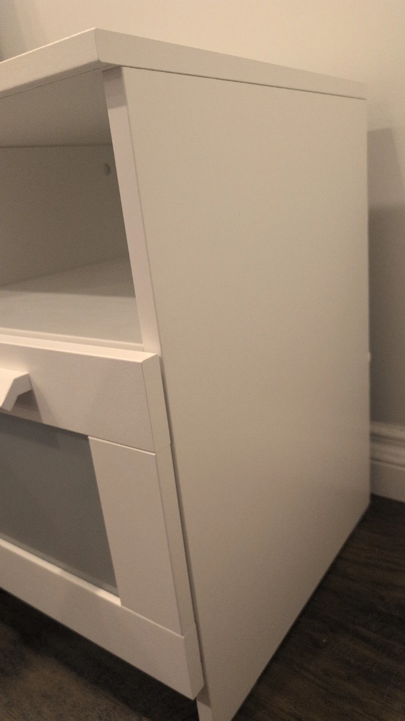 White Nightstand with Drawer and Shelf - photo 3