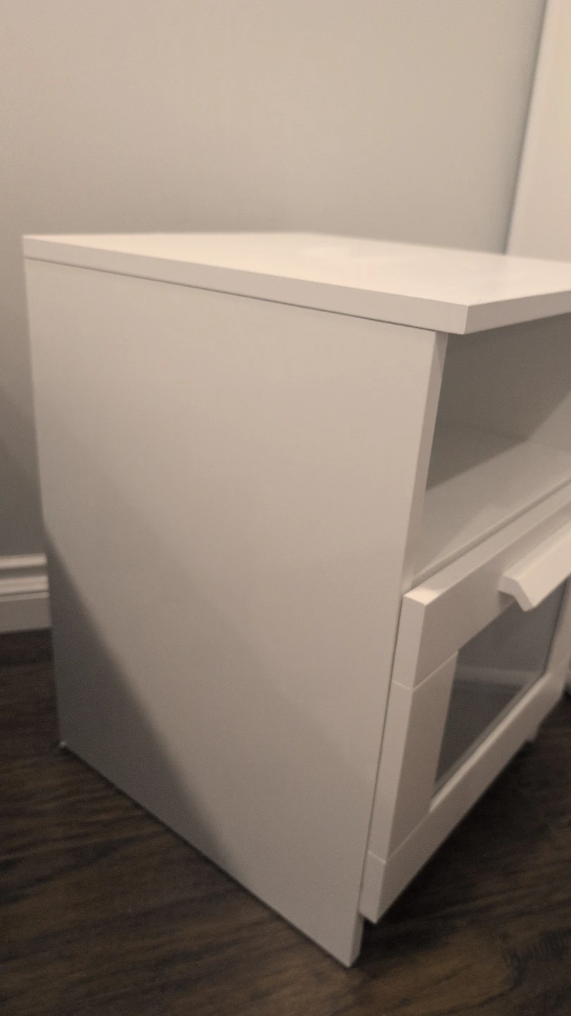 White Nightstand with Drawer and Shelf - photo 4