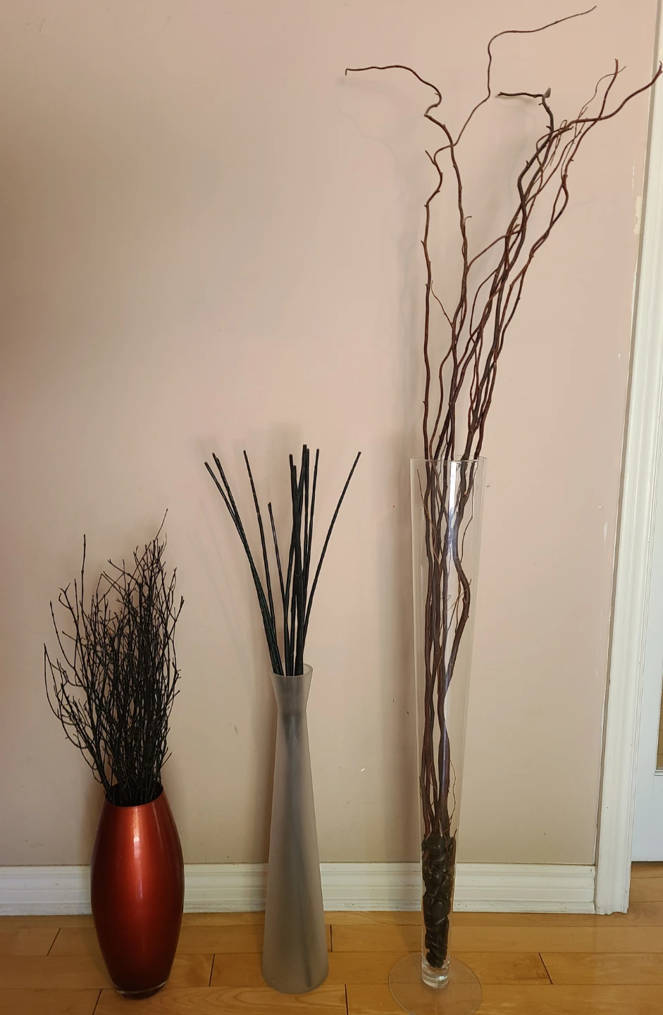 Home or office decor vase set with branches