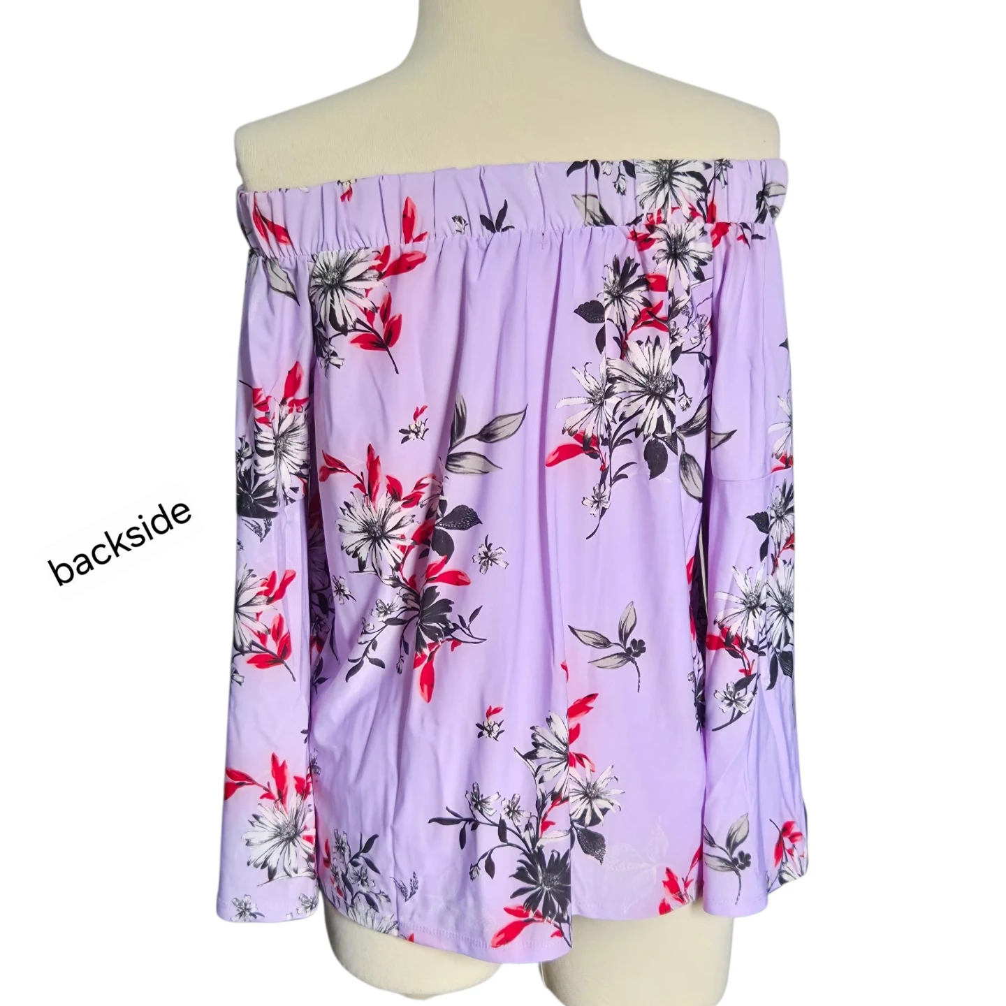 Lavender Floral Off-the-Shoulder Blouse
