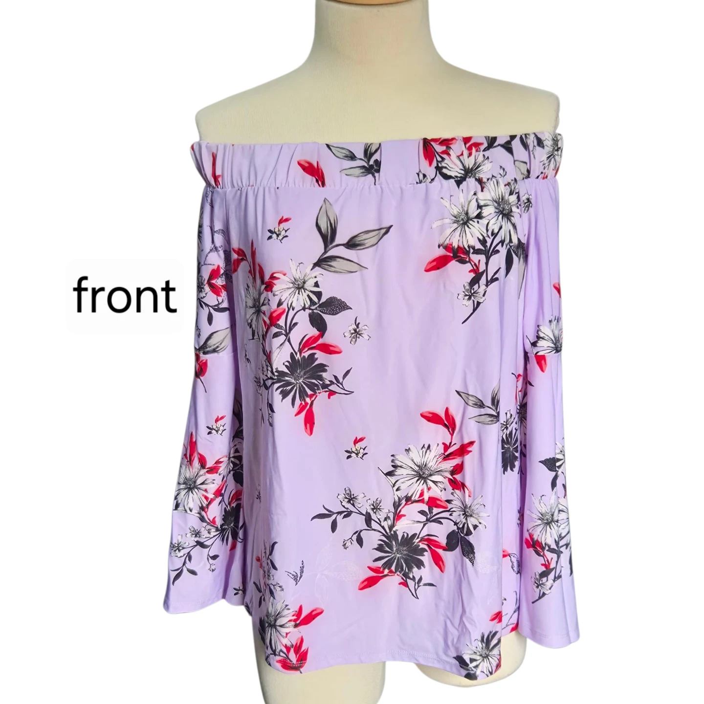 Lavender Floral Off-the-Shoulder Blouse - photo 2