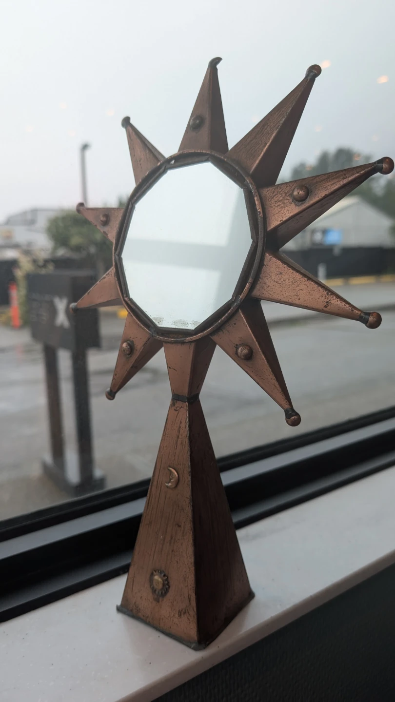 Vintage Copper Starburst mirror  with Sun and Moon Accent - photo 2