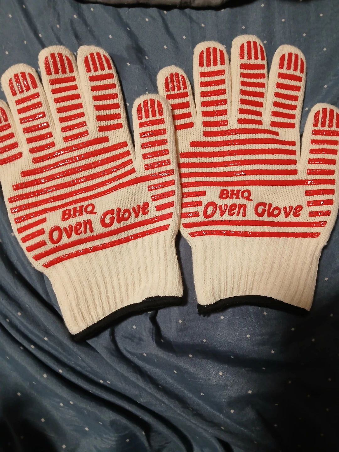 BHQ Oven Gloves - Red & White Striped