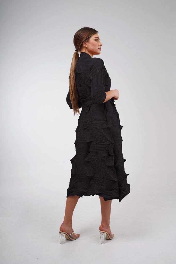 Vivian Shyu Black Plissé Pleated Geometric Duster / Cardigan - photo 5