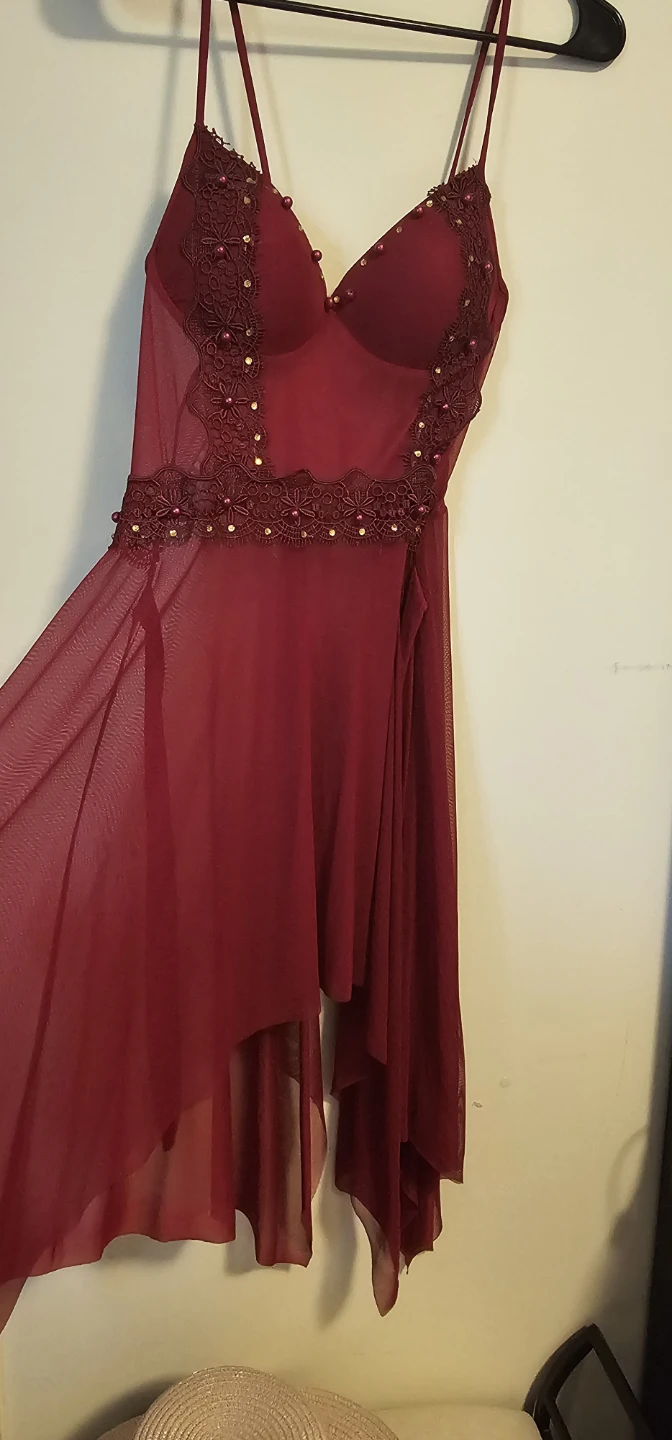 Burgundy Lace Babydoll - photo 3