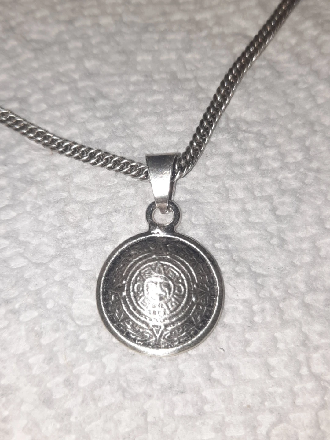 Sterling Silver Aztec Calendar Pendant Necklace - photo 2