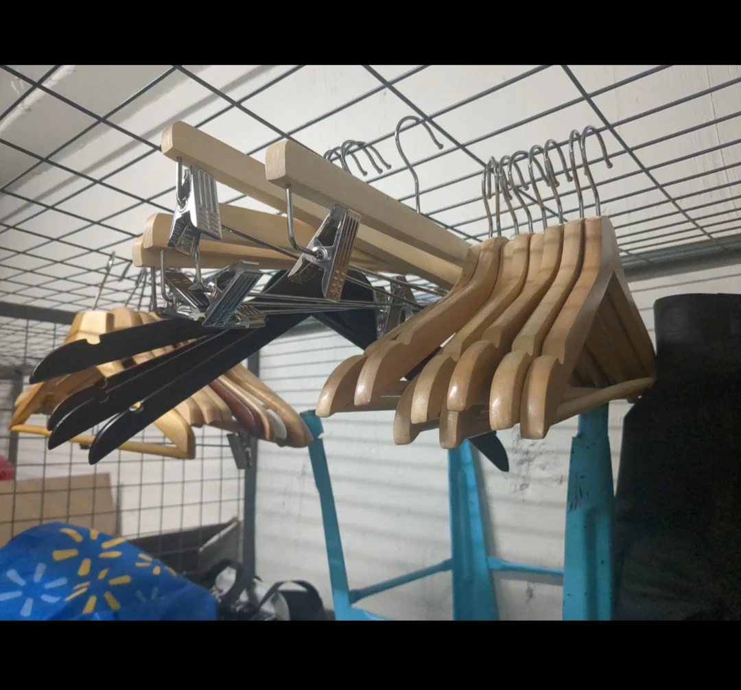 Set of Wooden and Black Hangers