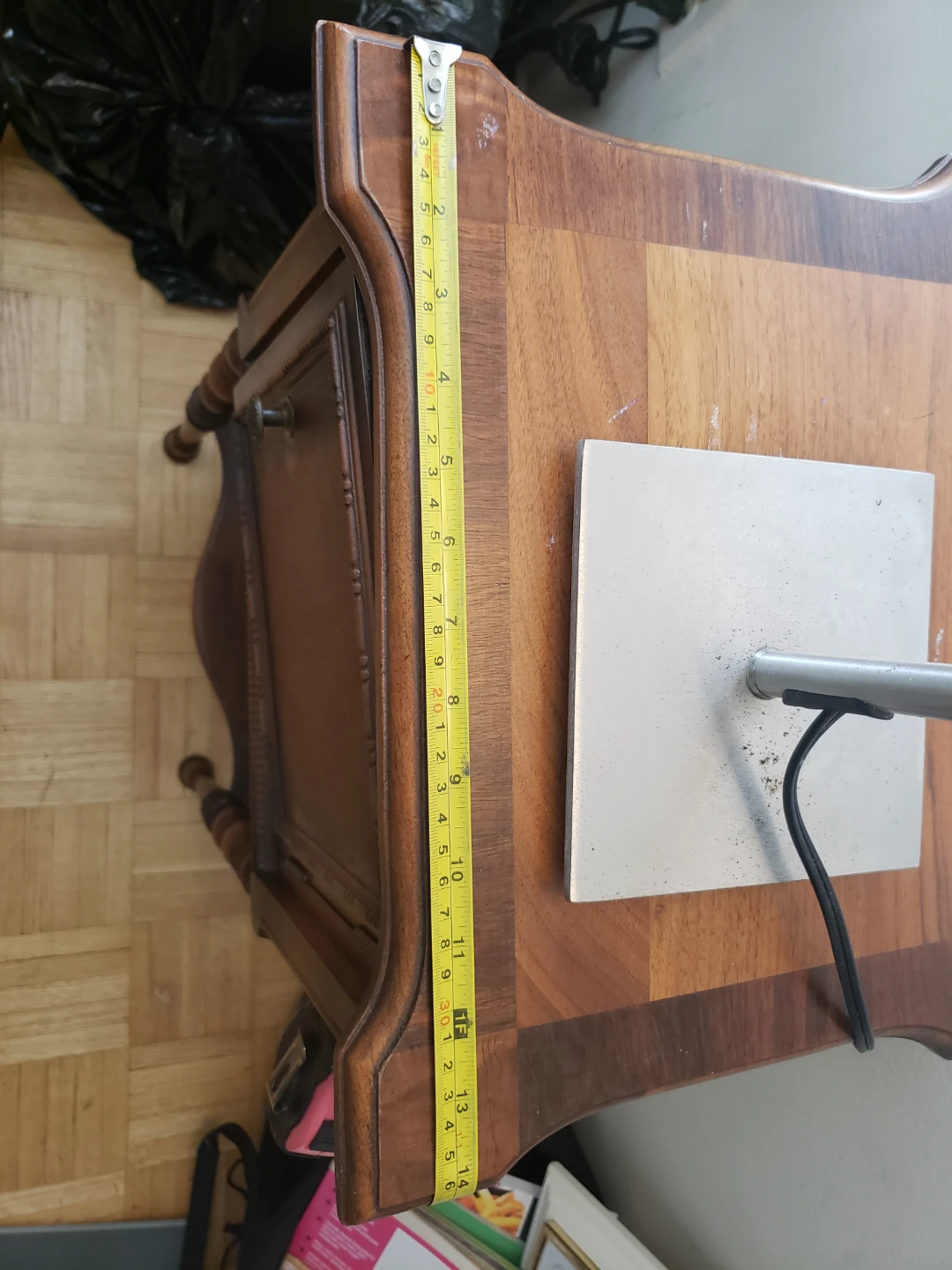 Vintage Wooden Side Table with Cabinet and Shelf - photo 5