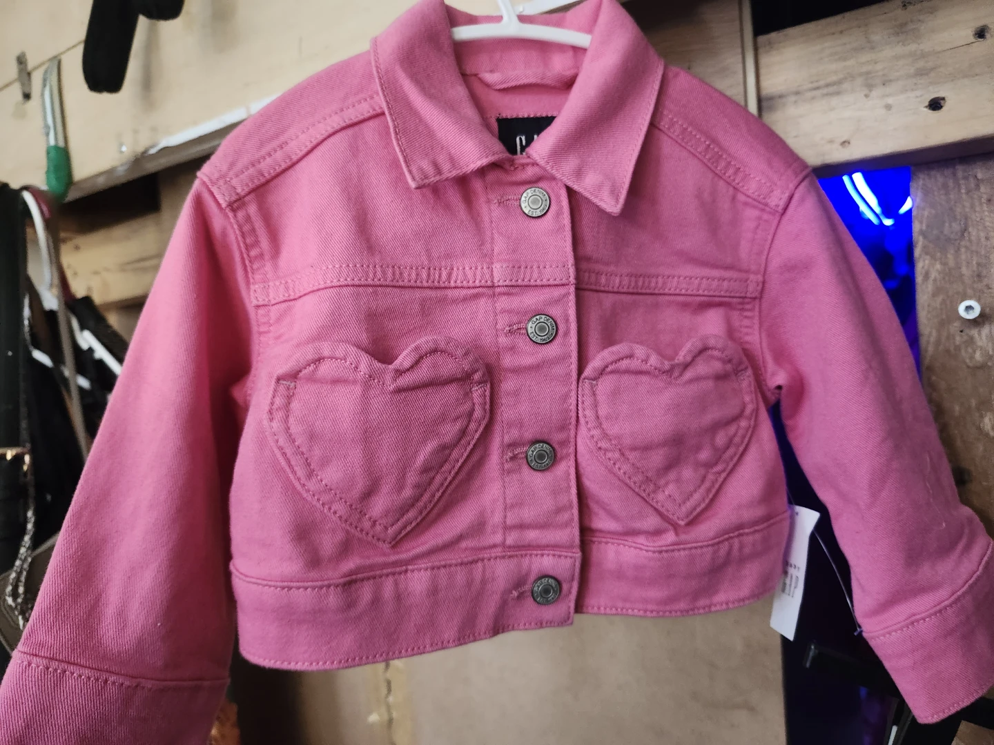 Gap Pink Denim Jacket with Heart Pockets